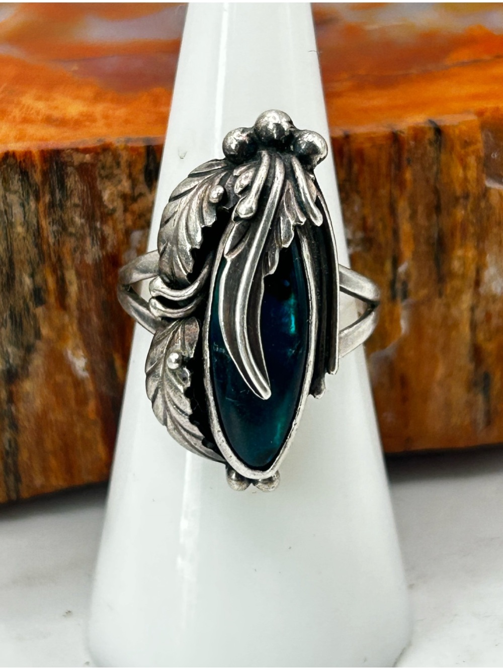 Southwest sterling silver abalone shell ring - size 6.5